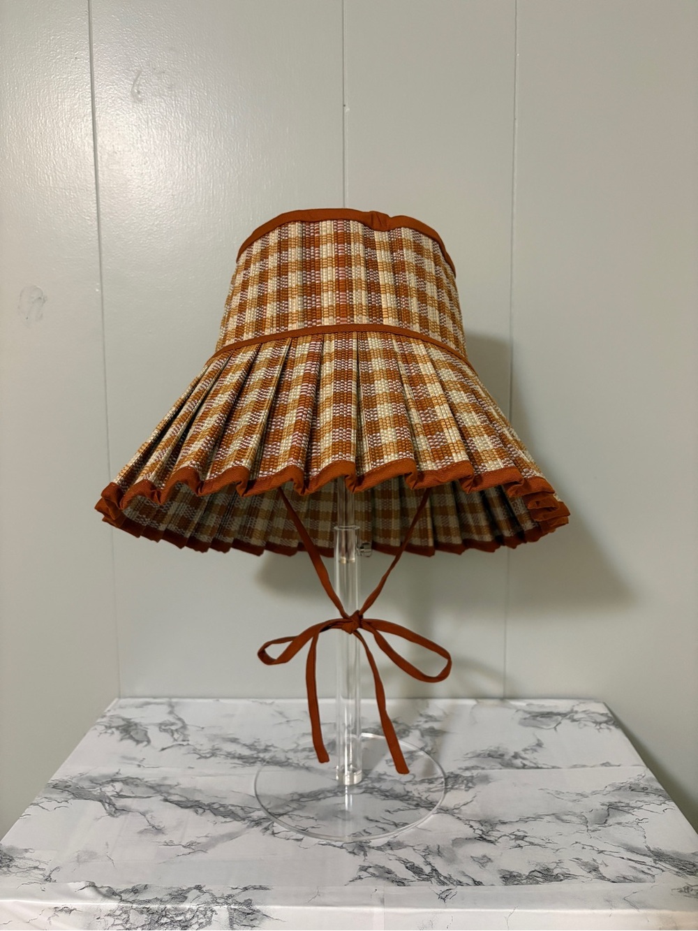 Lorna Murray Capri Hat Medium Pleated Sunhat Rust Gingham Check Luxury Resort - Picture 2 of 10
